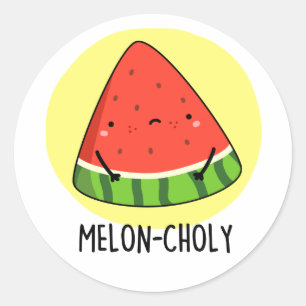 Sticker Rond Melon-choly Funny Sad Watermelon Pun