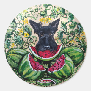 Sticker Rond Melons de Terrier d'écossais