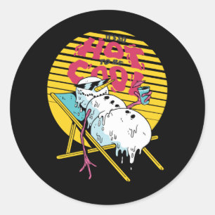 Sticker Rond Melting Snowman tellement chaud pour être cool