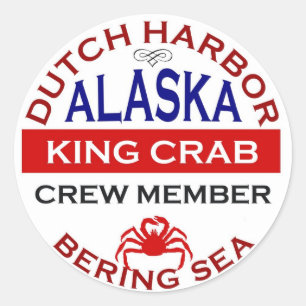 Sticker Rond Membre d'équipage d'Alaska limule de port