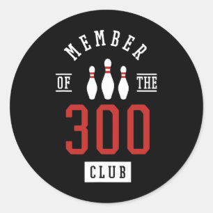 Sticker Rond Membre du club des 300 quilles de bowling frappe P