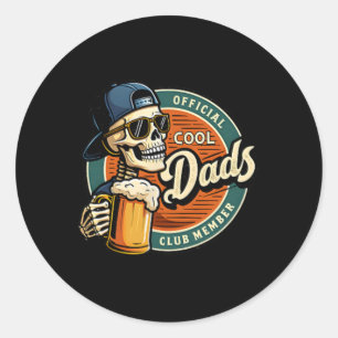 Sticker Rond Membre officiel Cool Dads Club Skeleton Funny Fath