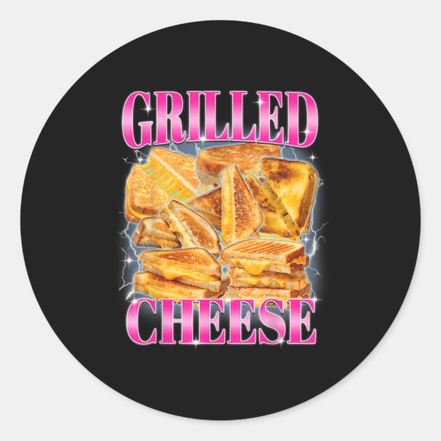 Sticker Rond Mème alimentaire amusant Fromage Grillé Sandwiches (Devant)