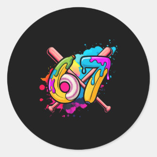 Sticker Rond Mème de banane drôle de baseball 67 glace qui coul