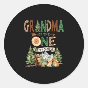 Sticker Rond Mémé de l'unique campeur heureux pour son 1er anni