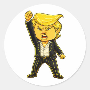 Sticker Rond Meme de revers Trump heureux colère colère Trump P