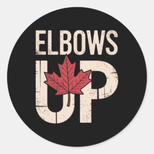 Sticker Rond Mème drôle du Canada les coudes levés (1)
