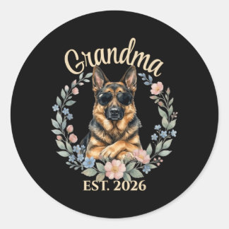 Sticker Rond Mémé est amateur de chien berger allemand drôle 20