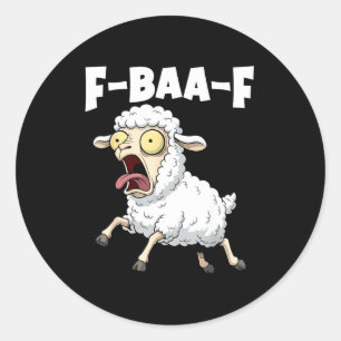 Sticker Rond Meme F-baa-f – Graphique de mème drôle qui hurle 