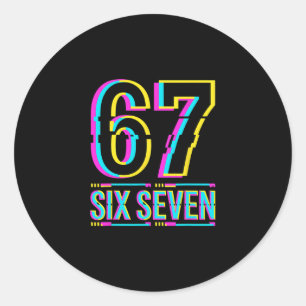 Sticker Rond Mème Gen Alpha Six Sept 6 7 