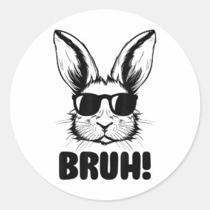 Sticker Rond Mème Graphique Drôle Jour de Pâques Bunny Bruh Pou