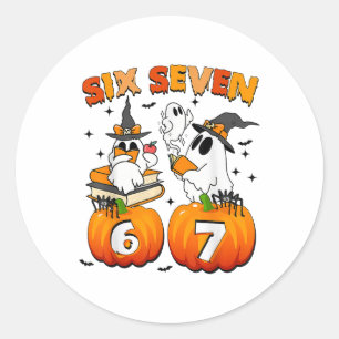 Sticker Rond Mème hanté 67 Six Sept 6-7 Blague drôle d'Internet
