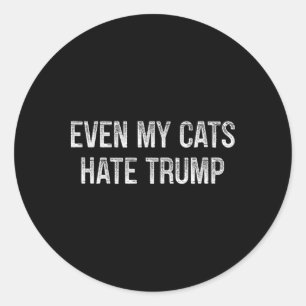Sticker Rond Même mes chats détestent Trump - Style Vintage -