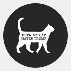 Sticker Rond Même mon chat déteste Trump hommes femmes 