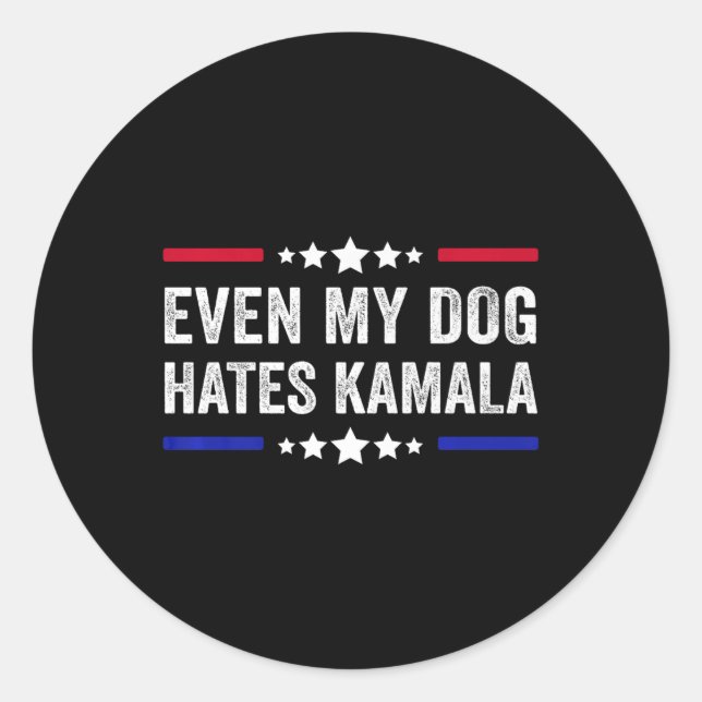 Sticker Rond Même Mon Chien déteste le drapeau américain Kamala (Devant)