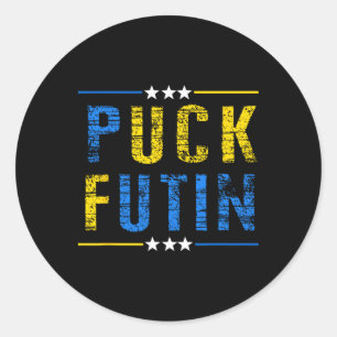Sticker Rond Mème Puck Futin Je suis avec l'Ukraine Amour ukrai