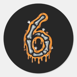 Sticker Rond Mème Six Seven 6 7 Costume d'Halloween de squelett