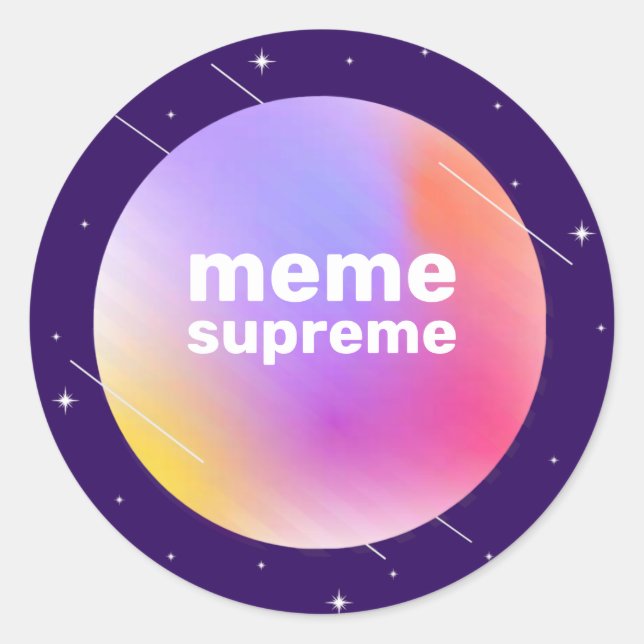 Sticker Rond Meme Suprême Vaporwave (Devant)