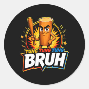 Sticker Rond Mème surréaliste italien Brainrot Tung Tung Tung S