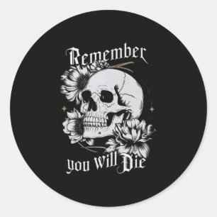 Sticker Rond Memento Mori Crâne Philosophie stoïque Hommes Femm