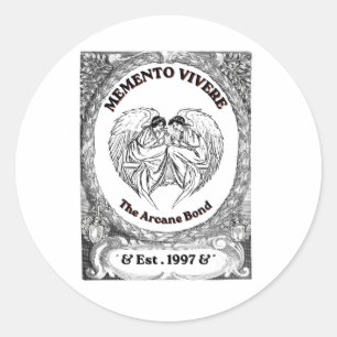 Sticker Rond Memento Vivere Art Bond Ange Vintage