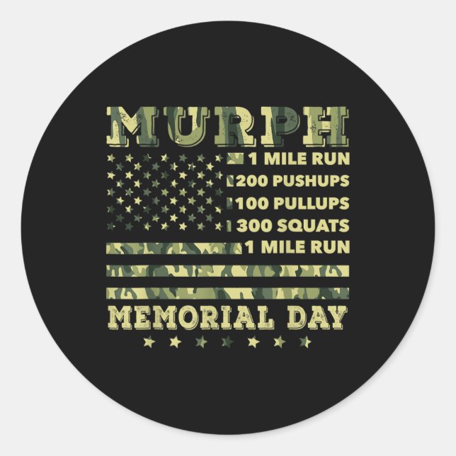 Sticker Rond Mémorial américain du Défi d'entraînement Murph 20 (Devant)