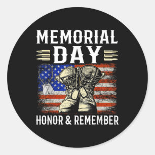 Sticker Rond Memorial Day Se Souvient Et Honore American Flag V
