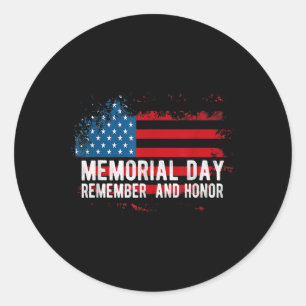 Sticker Rond Memorial Day Se Souvient Et Honore Le Drapeau Usa