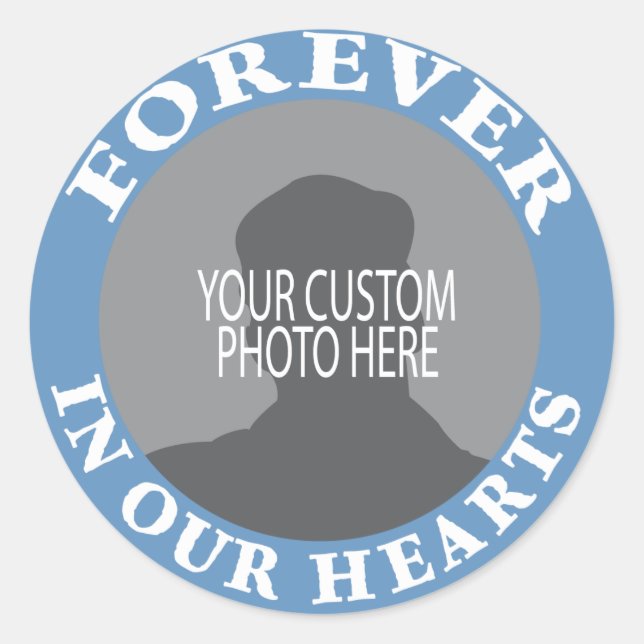 Sticker Rond Memorial Forever dans nos coeurs photo personnalis (Devant)