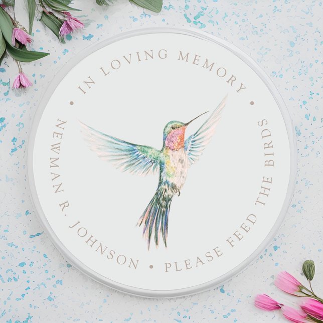 Sticker Rond Mémorial funéraire de colibri à l'aquarelle  (Créateur téléchargé)