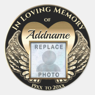 Sticker Rond Mémorial photo Gold Heart