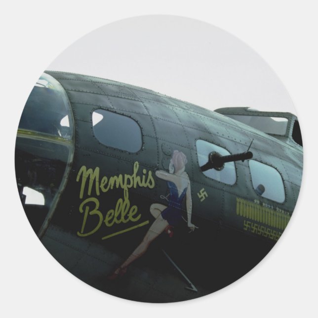 Sticker Rond Memphis Belle, nez art (Devant)