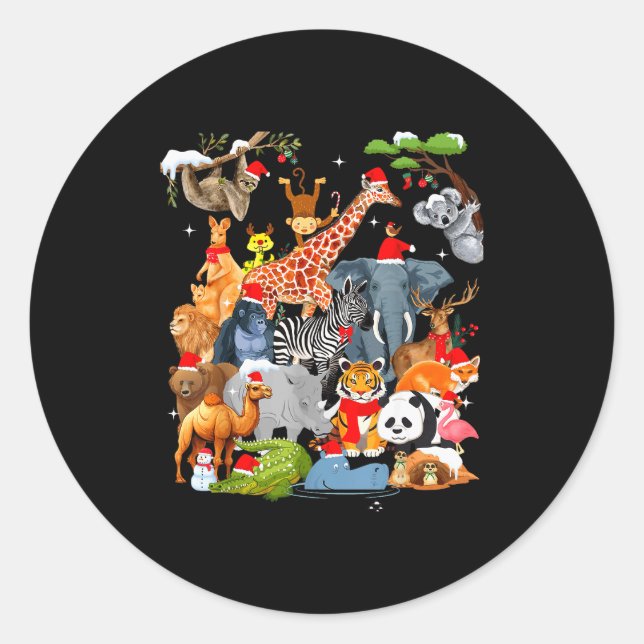 Sticker Rond Men Women Kids Wildlife Zoo Day Christmas Party 22 (Devant)