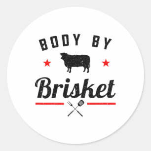 Sticker Rond Mens Drôle Barbecue Corps Par Brisket Griller Ou F