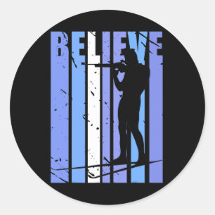 Sticker Rond Mens Funky Mens Tirant Un Arme Biathlon Cible Ski