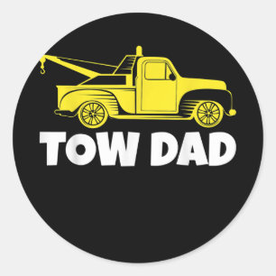 Sticker Rond Mens Funny Tow Truck Driver Tow Papa Fête des pè