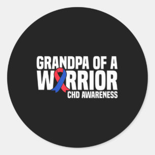 Sticker Rond Mens Grand-père d'un guerrier CHD Coeur congénital