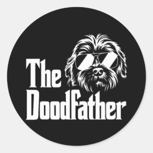 Sticker Rond Mens Le Parrain Goldendoodle Dog Doodle Papa Fa
