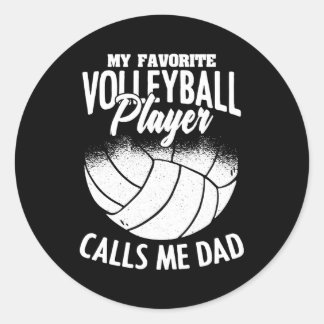 Sticker Rond Mens Mon Joueur De Volley-ball favori m'appelle Pa