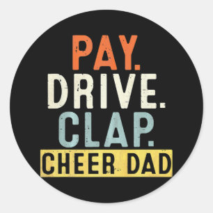 Sticker Rond Mens Paie Clap de lecteur Cheer Papa Cheerleader P