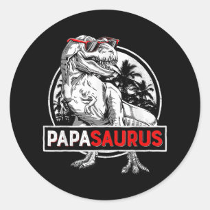 Sticker Rond Mens Papasaurus T Rex Dinosaur Funny Fête des pè