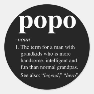 Sticker Rond Mens Popo Définition Funny Noun Grand-père défini