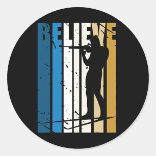 Sticker Rond Mens Retro Mens Biathlon Cible Tir Gun Winte