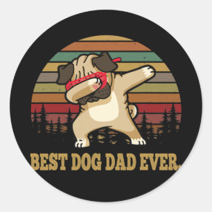 Sticker Rond Mens Vintage Meilleur Chien Papa Jamais Chien Dadd