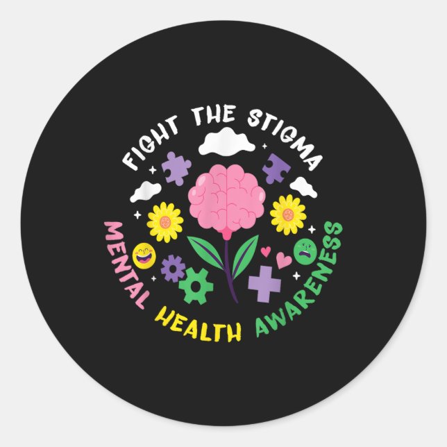 Sticker Rond Mental Health Awareness Depression Suicide Prevent (Devant)