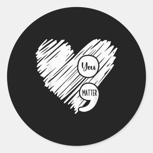 Sticker Rond Mental Health Awareness Week Semicolon Suicide Pre (Devant)