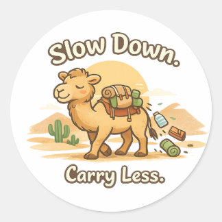 Sticker Rond Mental Wellness Month Cozy Camel  Illustration