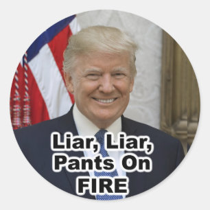 Sticker Rond Menteur, menteur, Pantalon sur le FEU Portrait off
