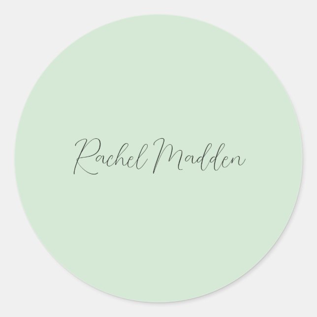 Sticker Rond Menthe Green Feminine Minimale Script Nom personna (Devant)