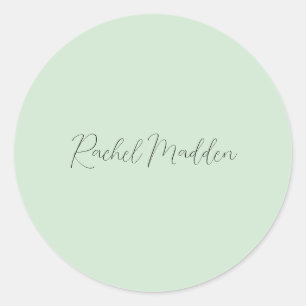 Sticker Rond Menthe Green Feminine Minimale Script Nom personna